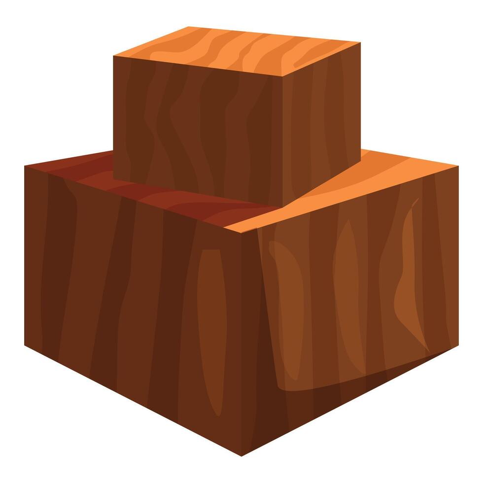 Two wooden cubes forming a podium for product placement vector