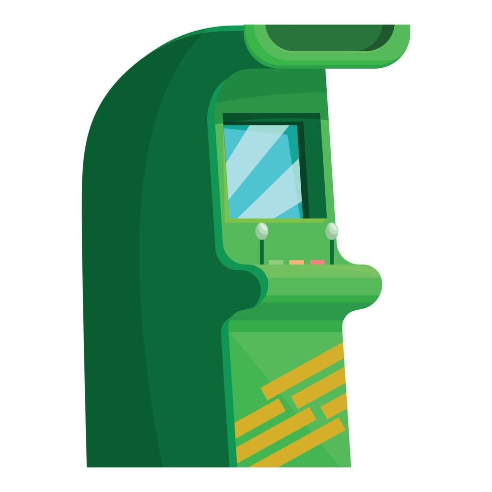 Green arcade game machine standing ready for players vector