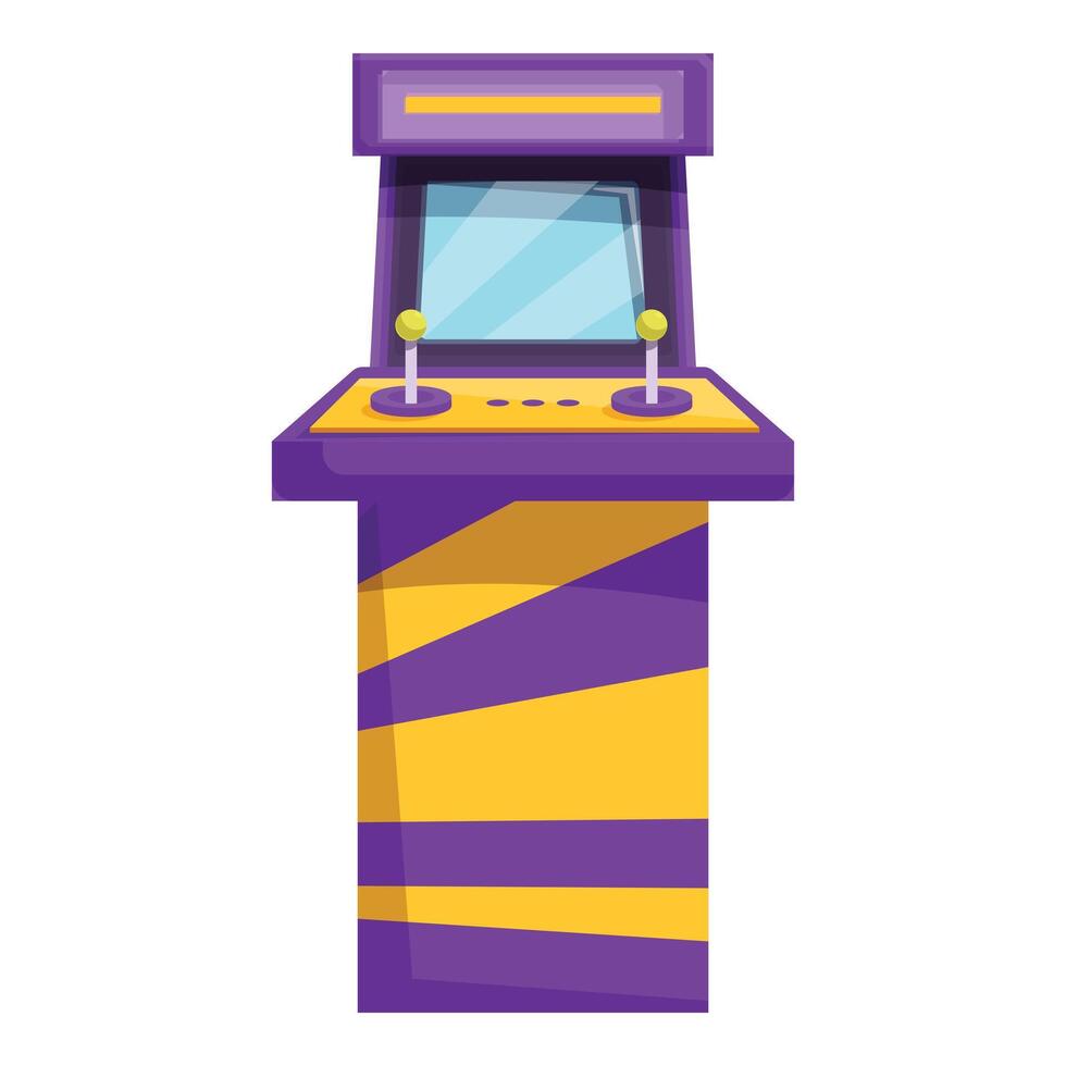 Purple and yellow retro arcade game standing upright vector
