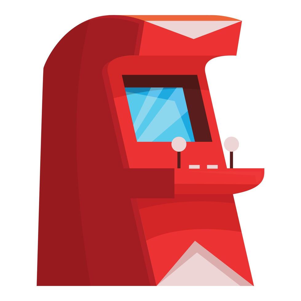 Red arcade game machine displaying gaming console vector