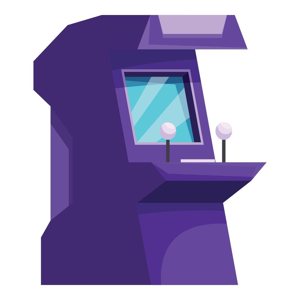 Purple arcade game machine with joysticks standing isolated on white background vector