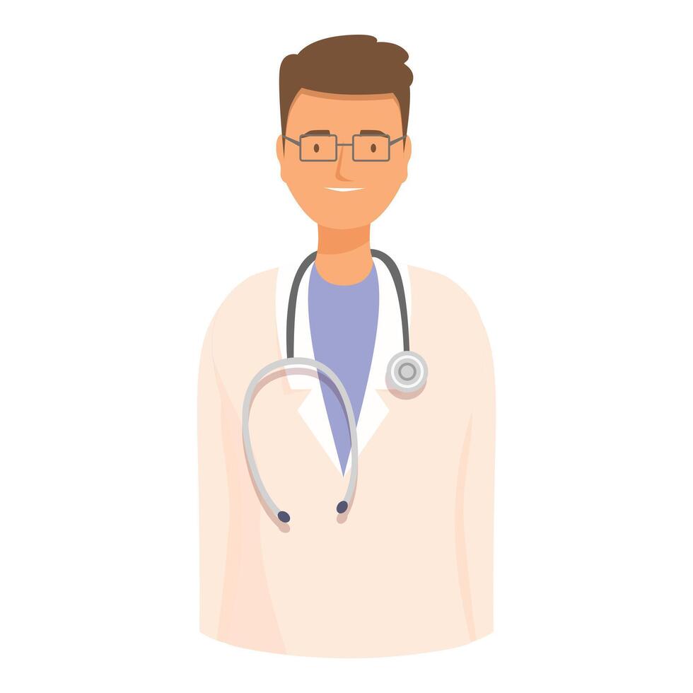 Smiling doctor wearing glasses and stethoscope posing vector
