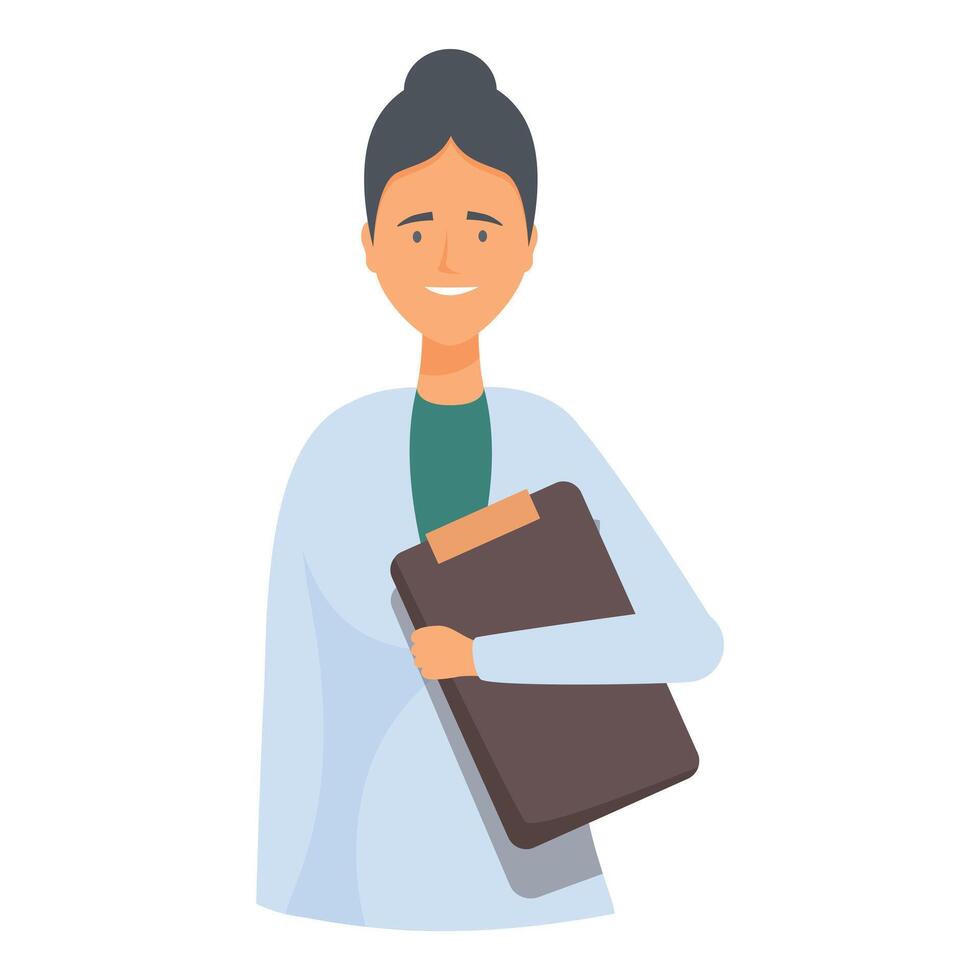 Friendly doctor is holding a clipboard and smiling vector