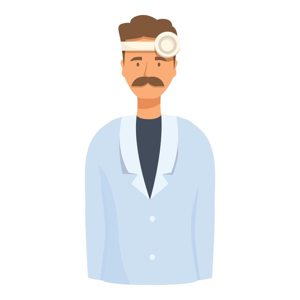 Ent doctor wearing head mirror examining patient vector
