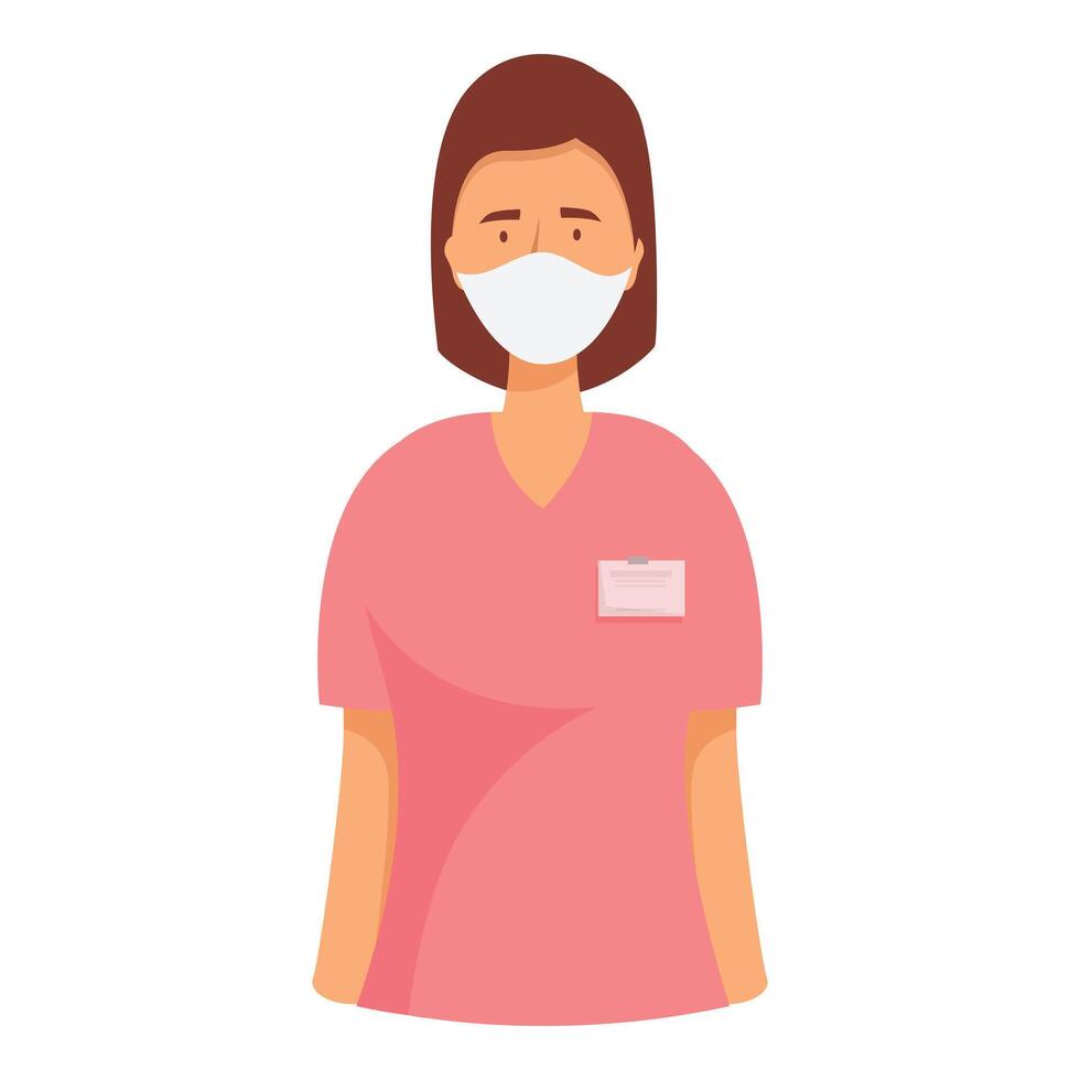 Female nurse wearing protective mask standing confidently vector