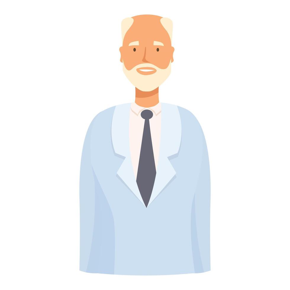 Senior professor smiling wearing lab coat and tie vector
