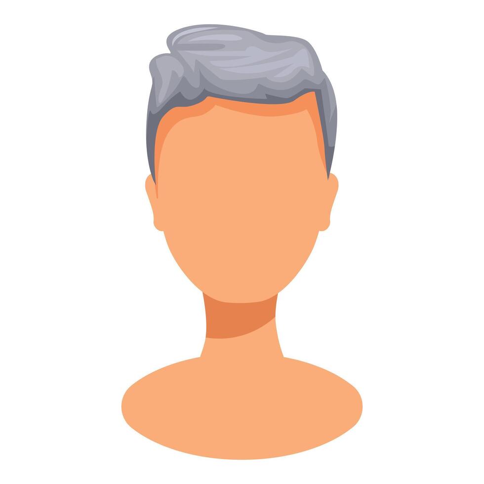 Faceless man with gray hair having blank expression on white background vector