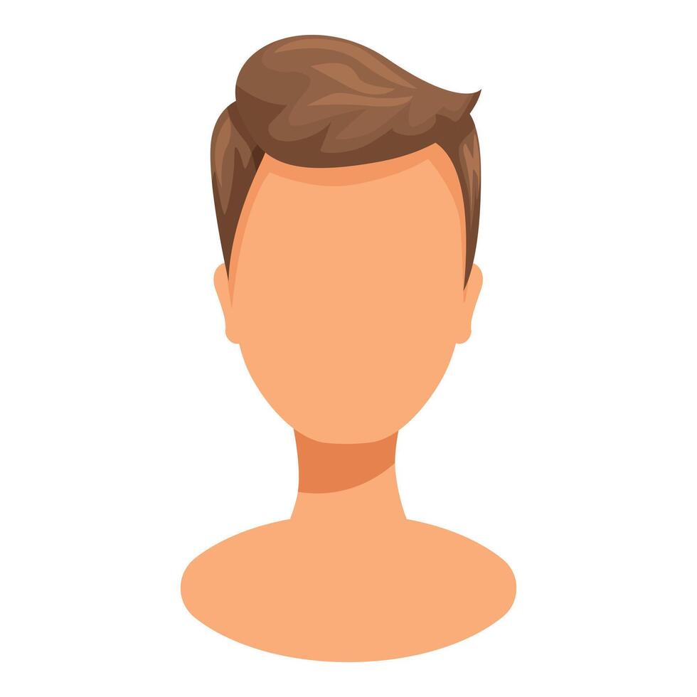 Faceless man with brown hair posing with blank expression illustration vector
