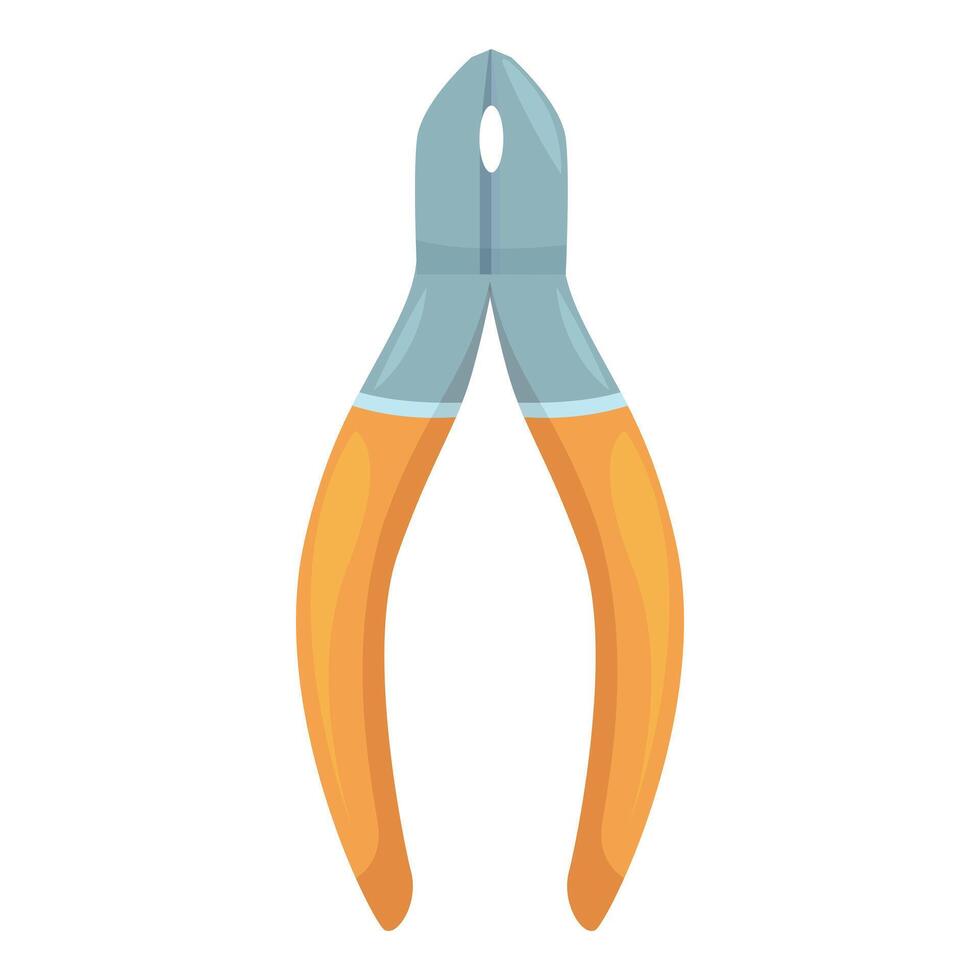 Close up of orange nail nippers with metal handles lying open vector
