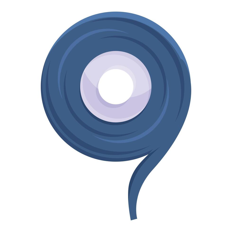 Blue electrical tape roll partially unwound on white vector