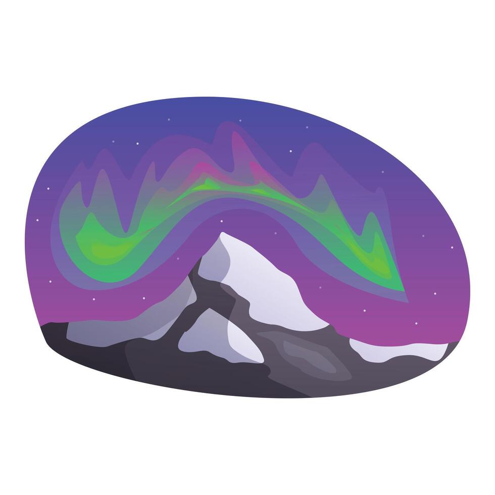 Aurora borealis shining over snowy mountain peaks vector