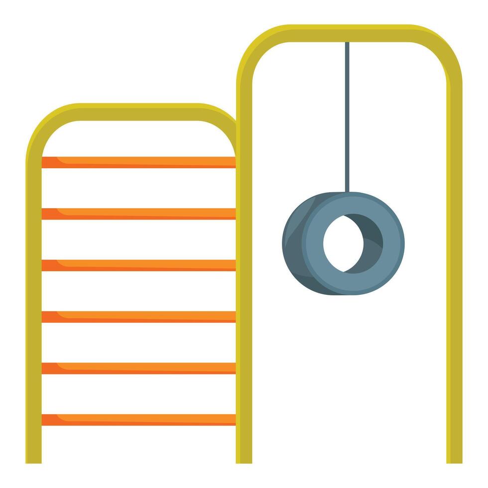 Child climbing frame featuring tire swing and monkey bars for outdoor recreation vector