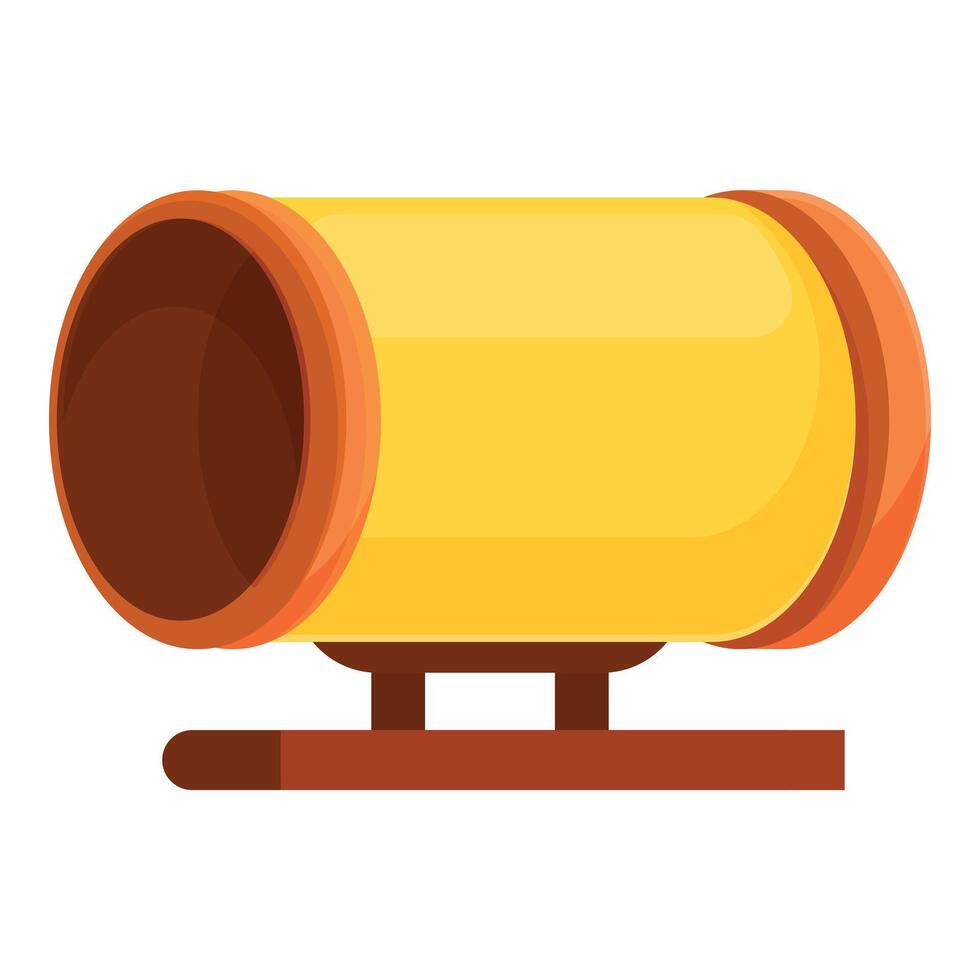 Playground tunnel slide standing on wooden platform vector