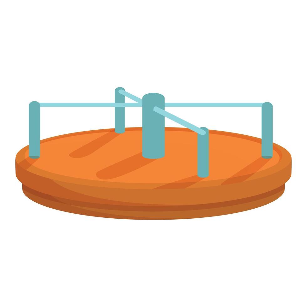Round wooden playground carousel standing still on white background vector
