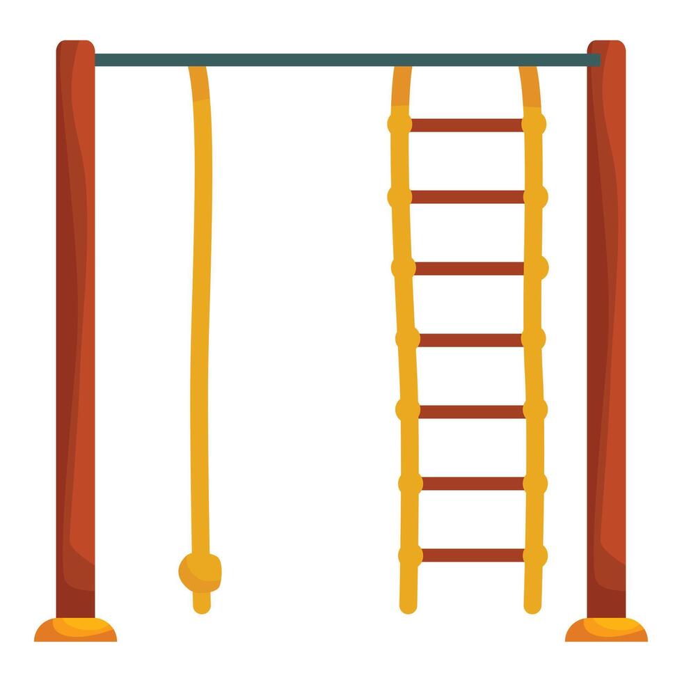 Playground structure featuring rope ladder and climbing rope vector