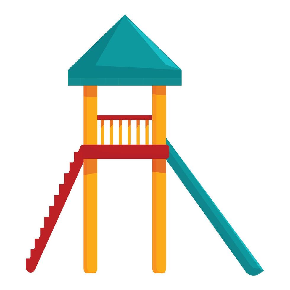 Colorful wooden playground tower with slide for children vector