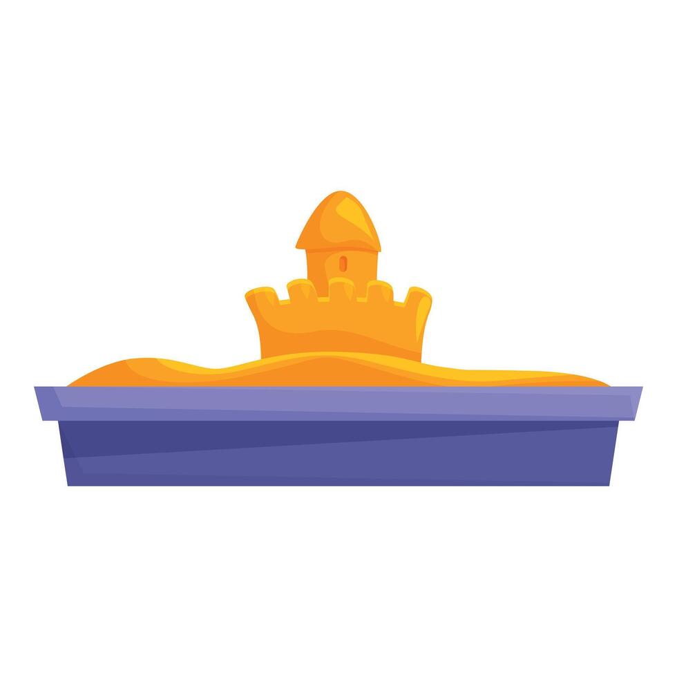 Sandbox with yellow sand and sandcastle standing on a beach vector