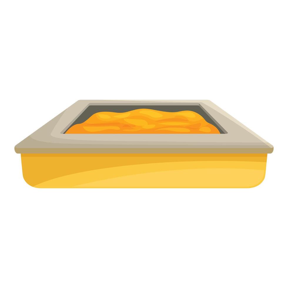Square baking tray filled with dough ready for baking vector