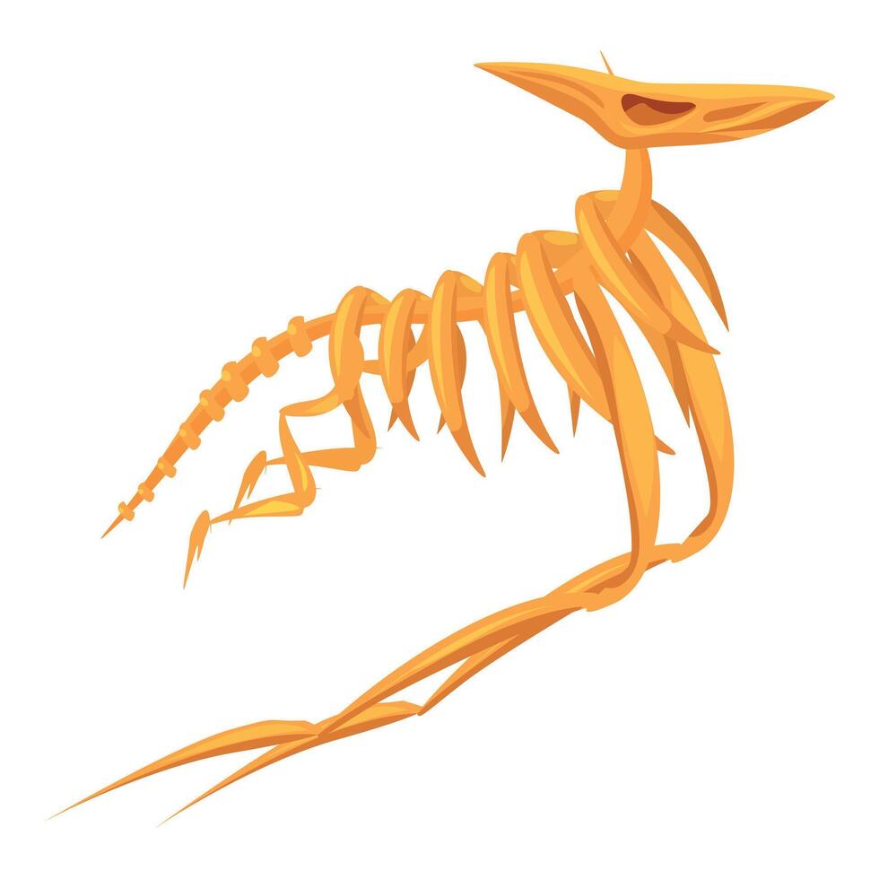 Yellow skeleton of dinosaur lizard running on four legs vector