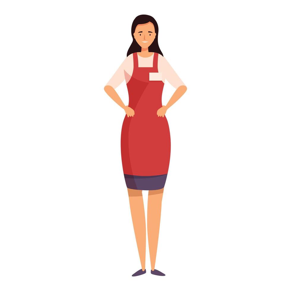 Confident female retail worker smiling and standing in uniform vector