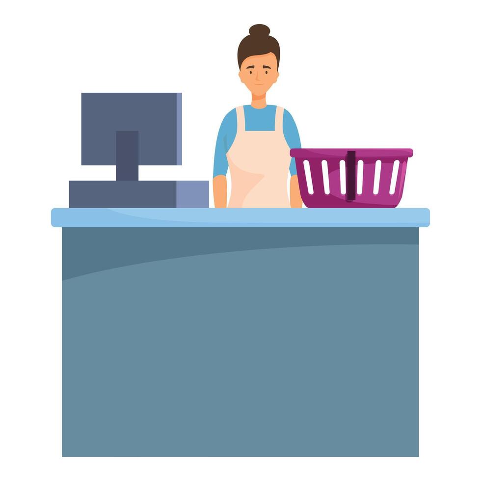 Dry cleaning service worker standing at the counter vector