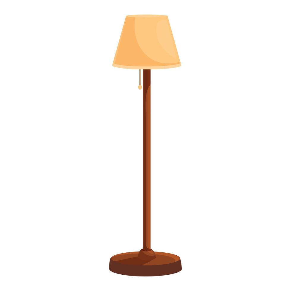 Tall elegant lamp standing on wooden floor providing light vector