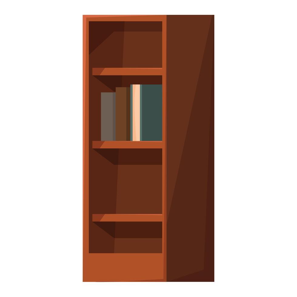 Tall wooden bookcase standing with books on shelf vector