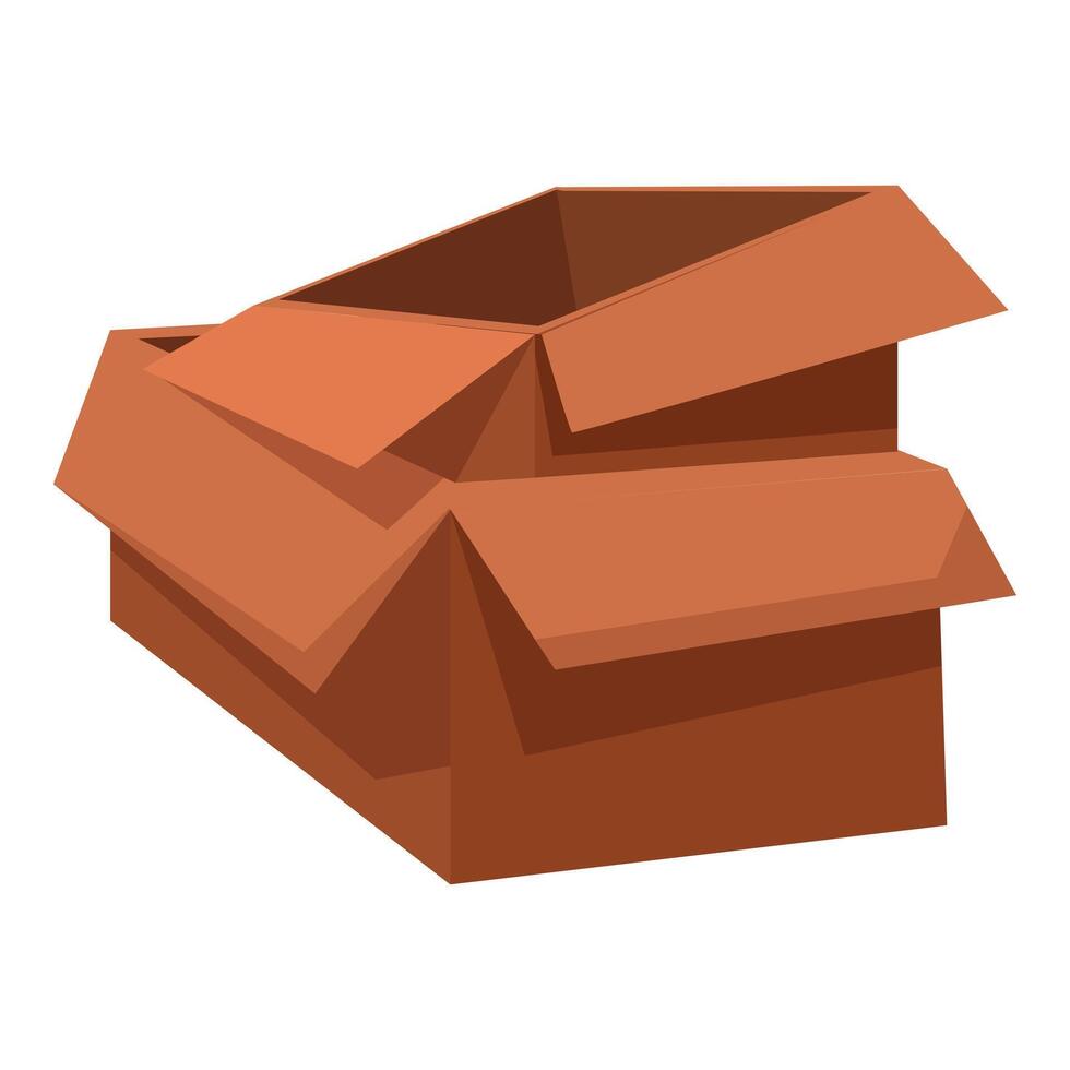 Open cardboard boxes stacked for packing or moving vector