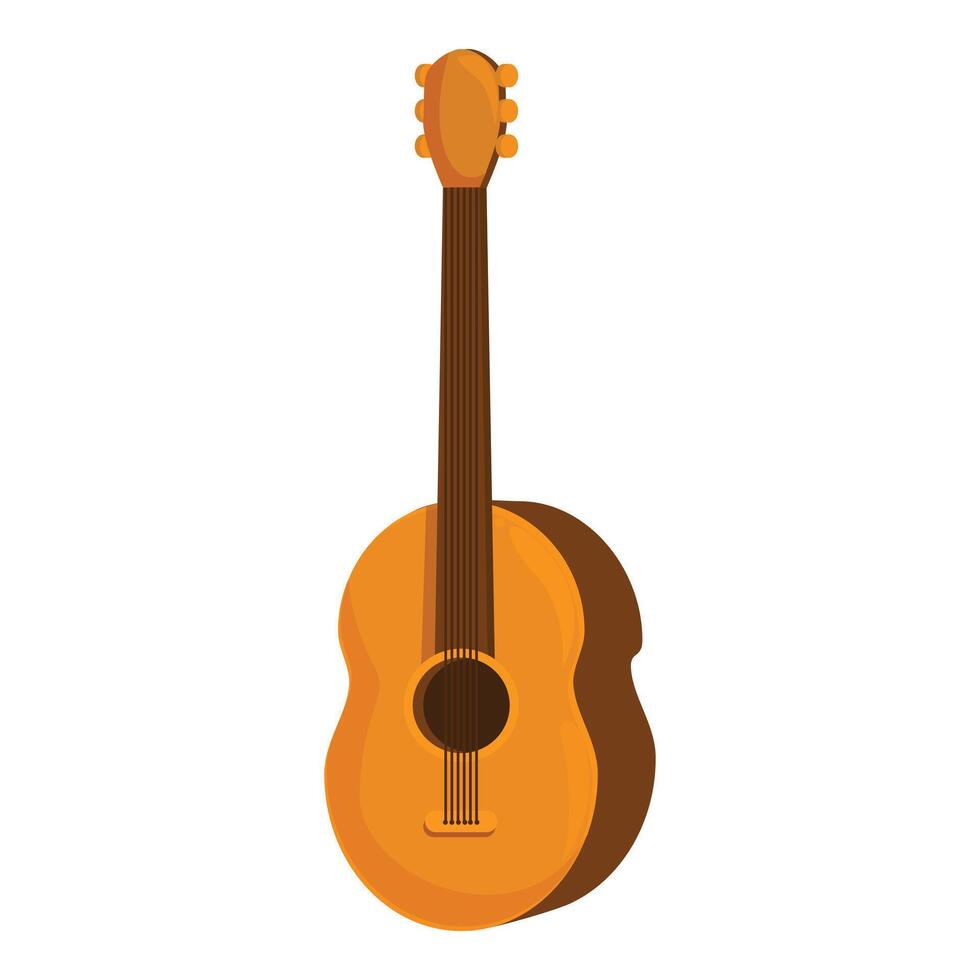 Acoustic guitar standing up with strings and soundhole vector