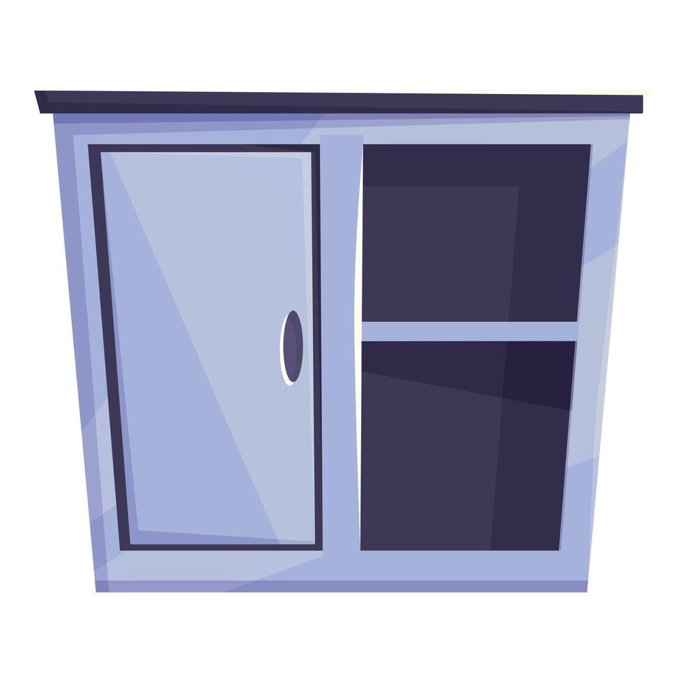 Empty blue wooden cabinet with shelf and closed door vector