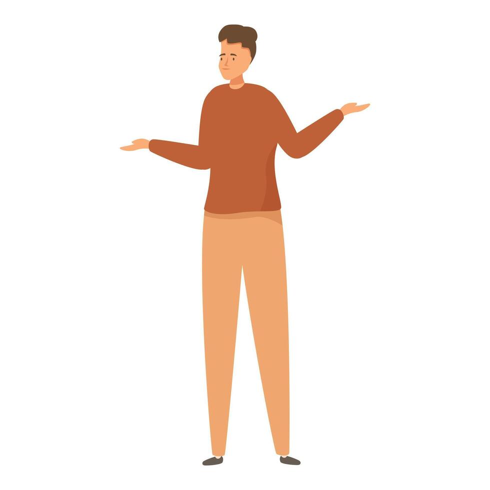 Young man is comparing something with his hands vector