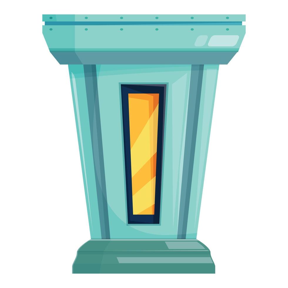 Cartoon style turquoise concrete tribune with yellow window vector