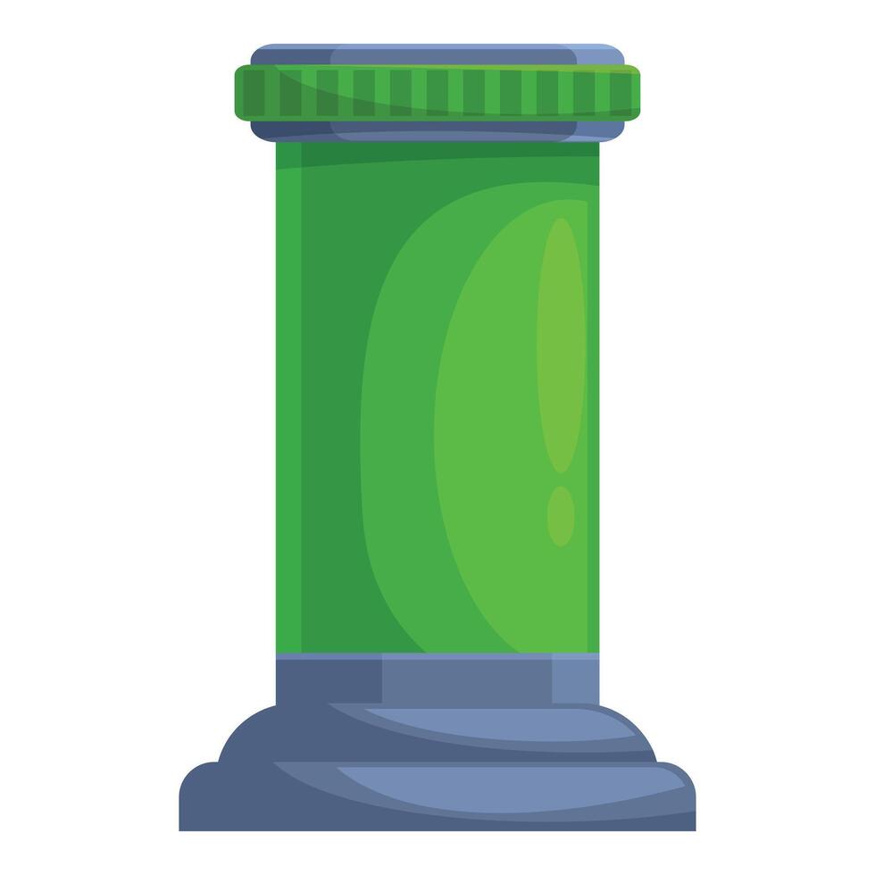 Green trash can standing with closed lid vector