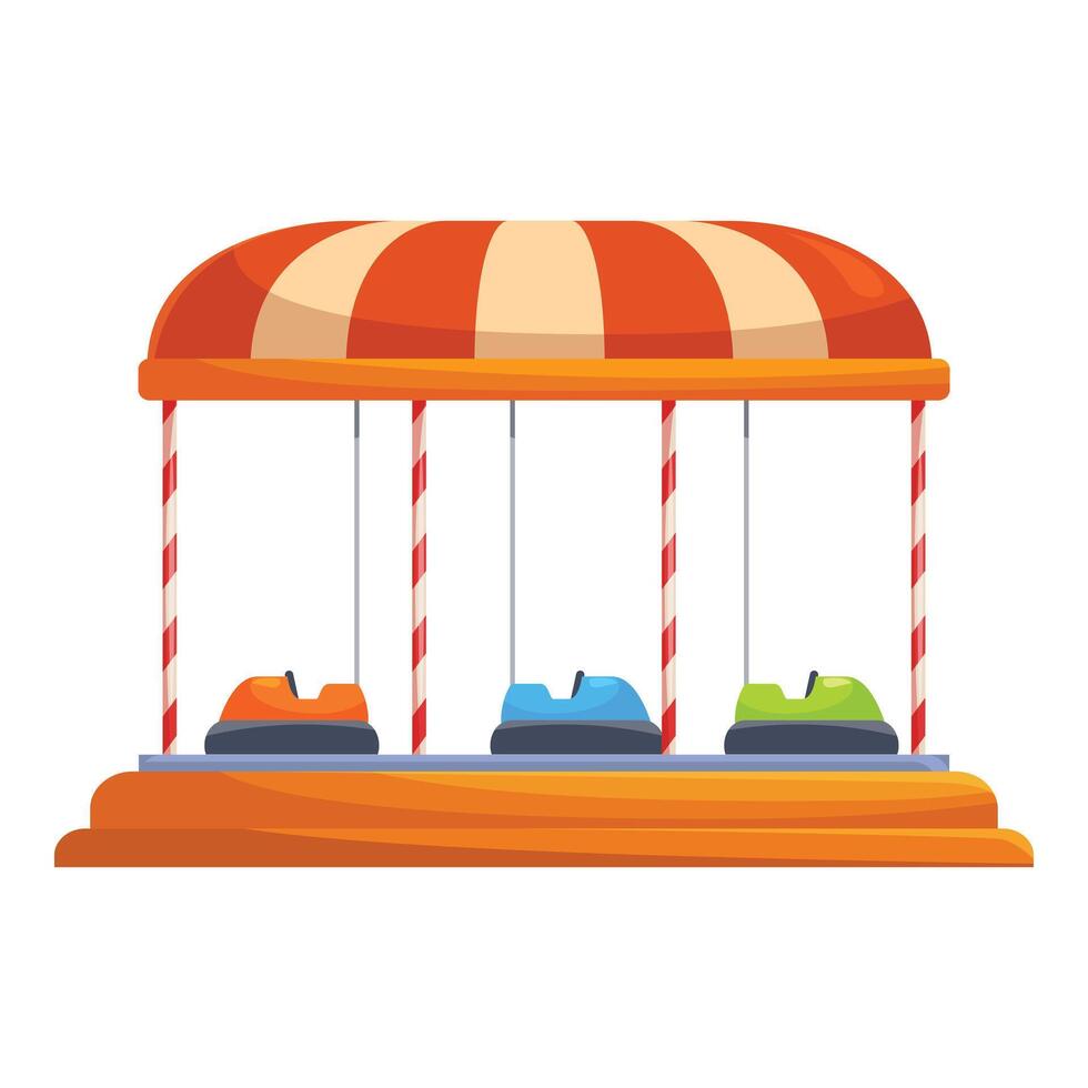 Empty bumper cars attraction waiting for customers in amusement park vector