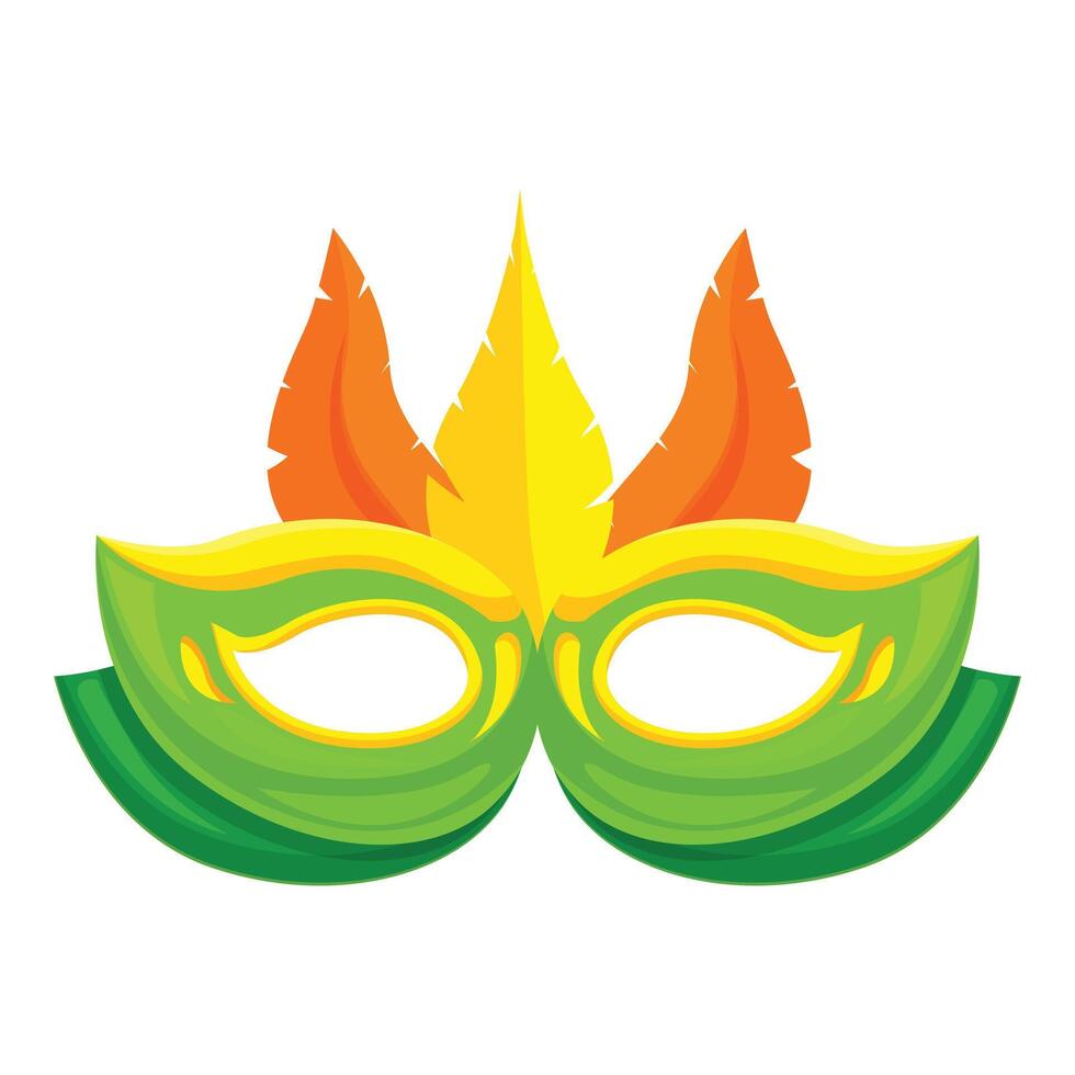 Green carnival mask with feathers celebrating mardi gras vector