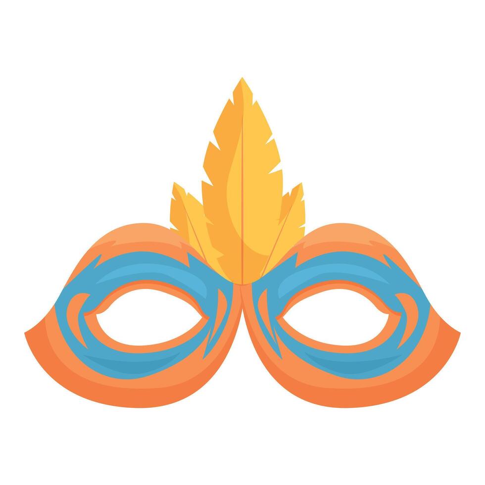 Orange and blue carnival mask with feather showing concept of celebration vector