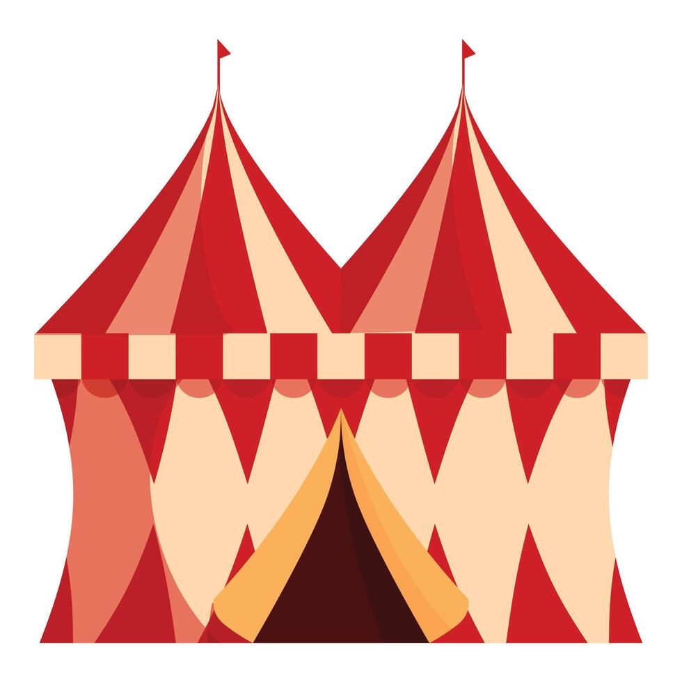 Big red circus tent with open entrance is waiting for visitors vector