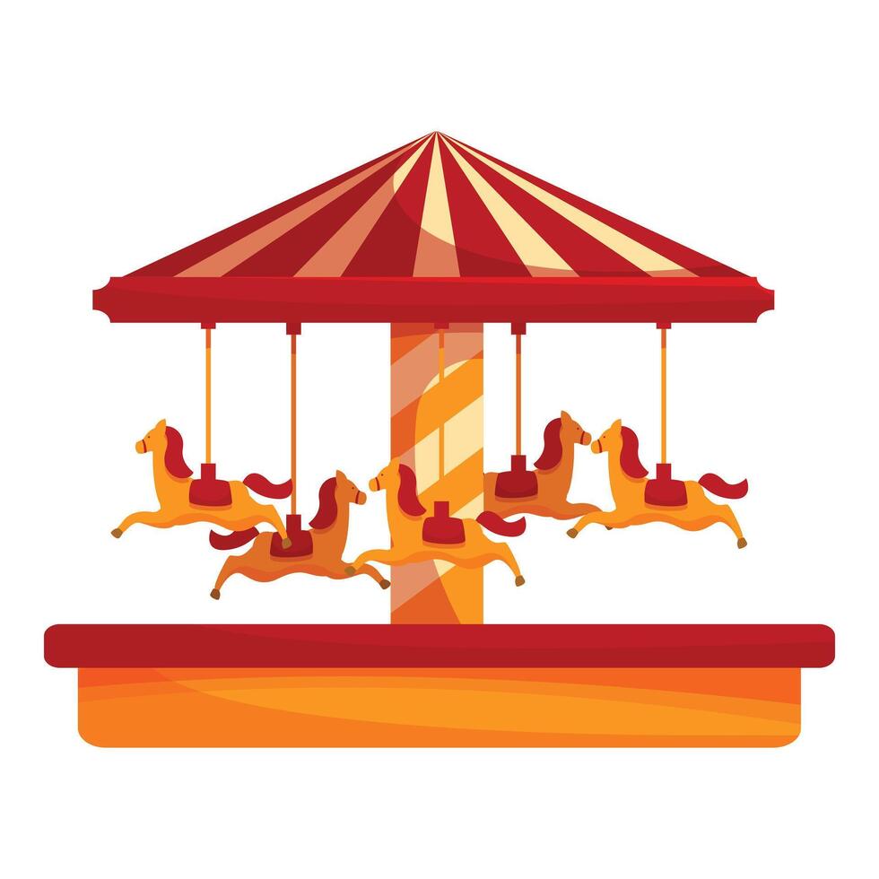 Colorful merry go round with horses spinning in amusement park vector