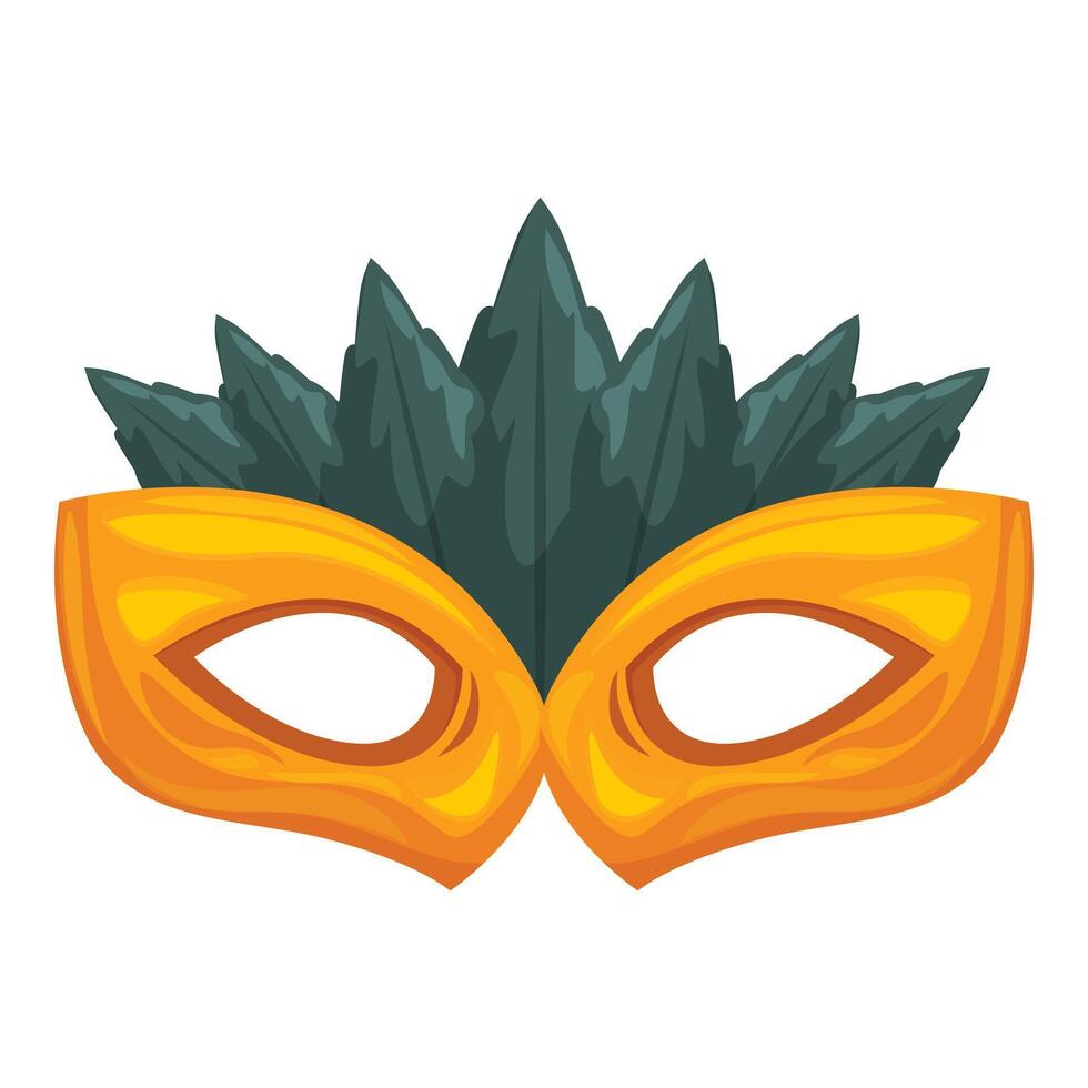 Yellow carnival mask with feathers is preparing for party vector