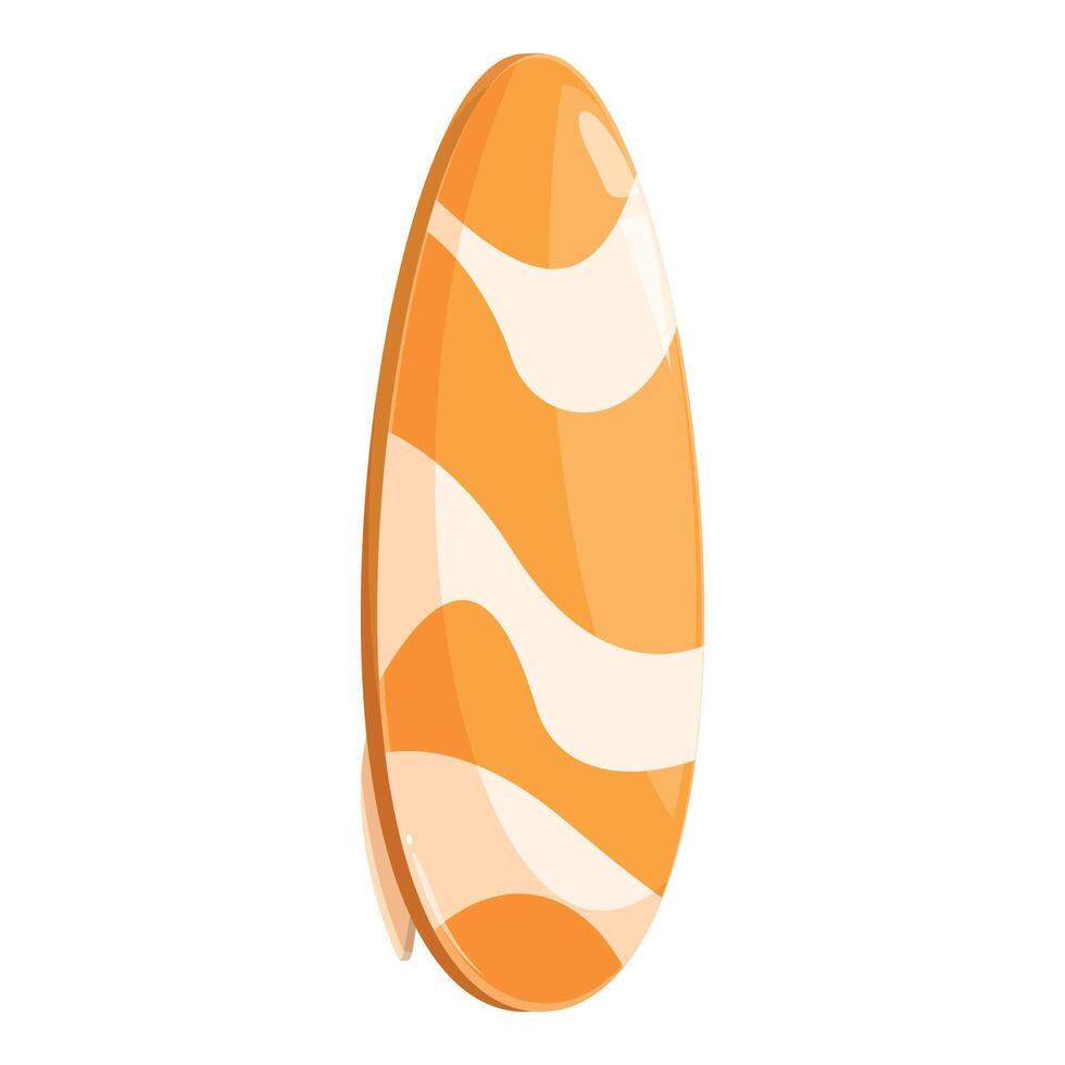 Orange surfboard standing upright with white wavy design vector
