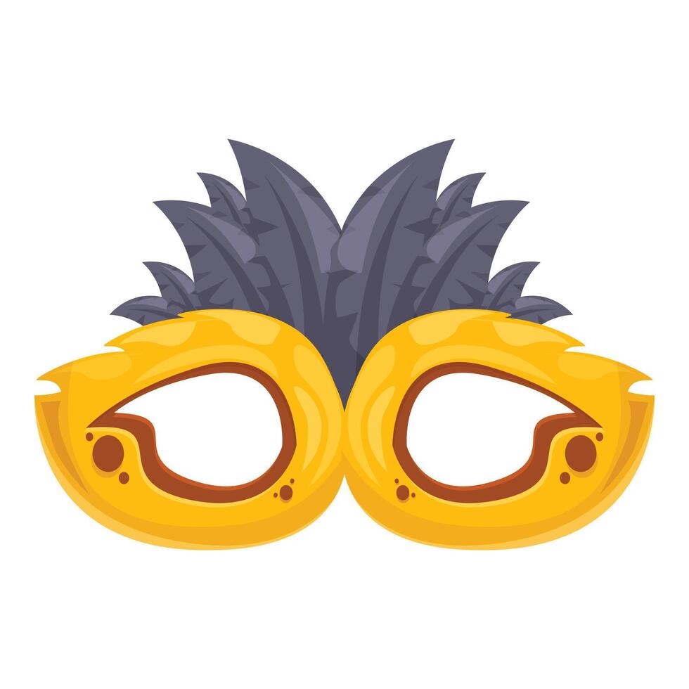Yellow carnival mask with feathers is smiling on white background vector