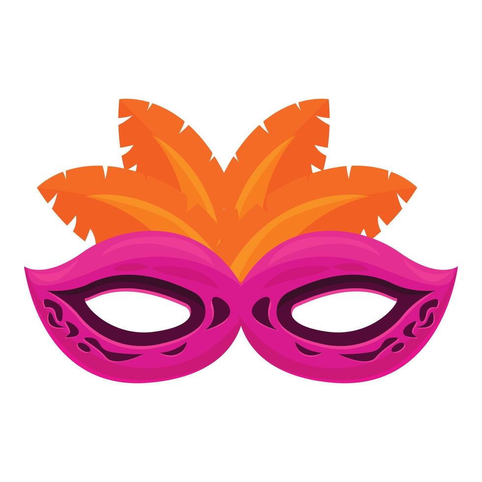 Pink carnival mask with orange feathers is ready to celebrate mardi gras vector