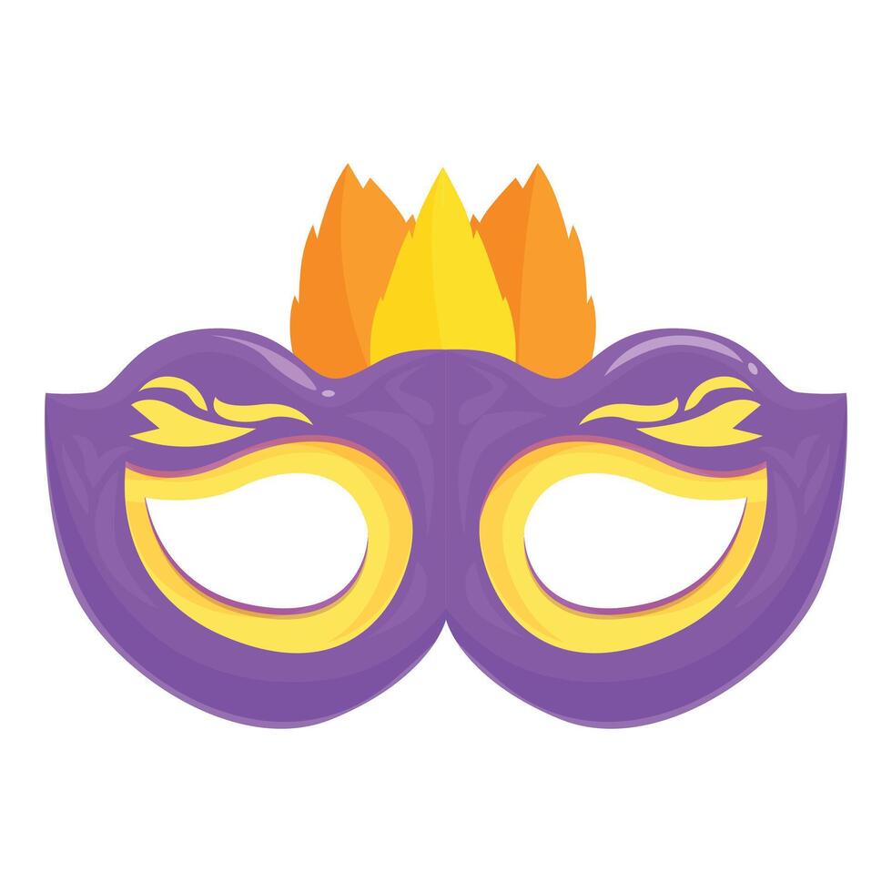 Purple carnival mask with feathers is smiling and having fun vector