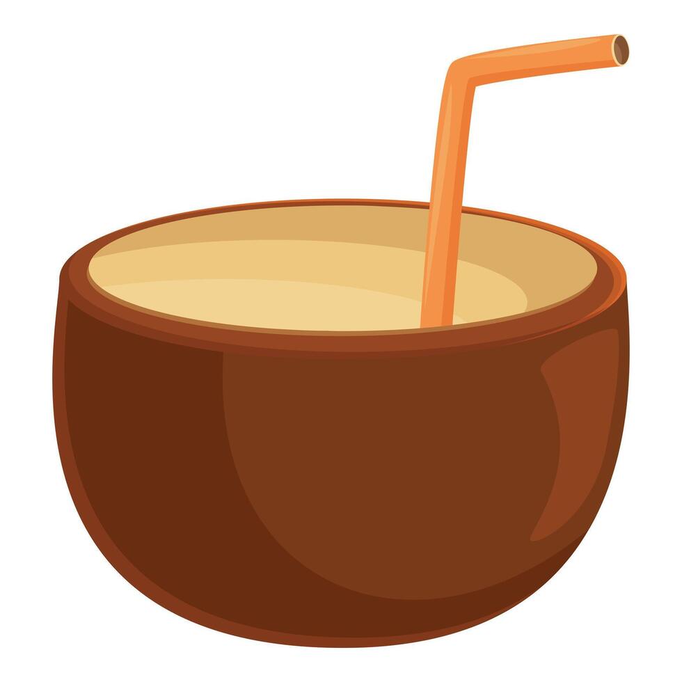 Coconut cocktail standing on white background with straw vector