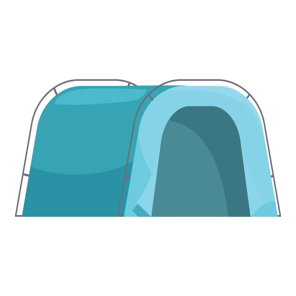 Blue camping tent standing open on white background vector