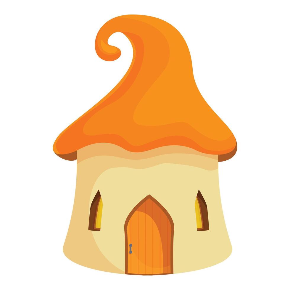 Whimsical fairy house standing with orange roof and wooden door vector
