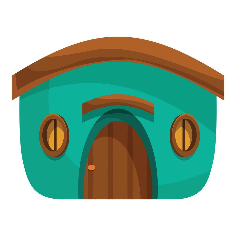 Small fantasy house with round door and windows standing on white background vector