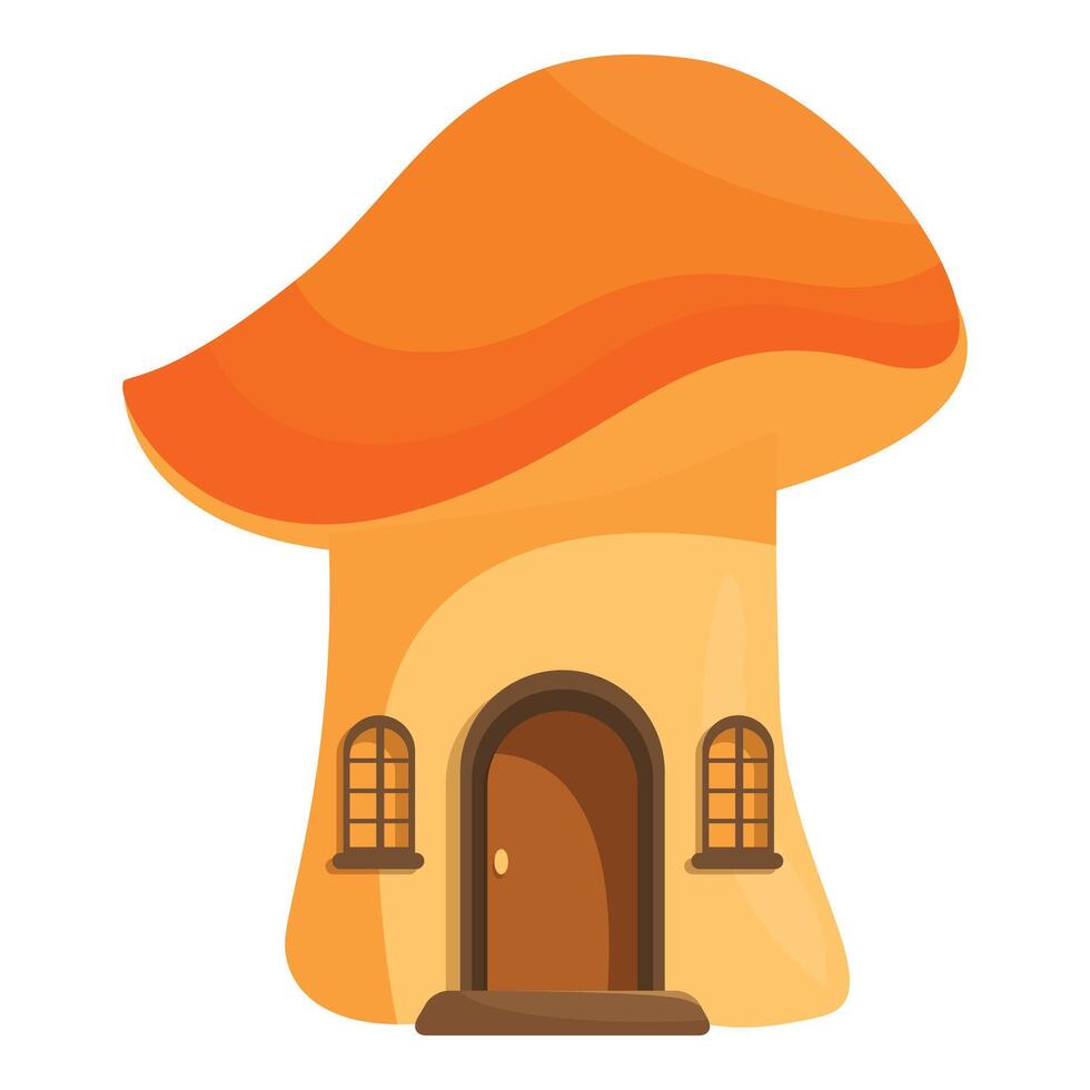 Fairytale mushroom house with orange cap and brown door vector