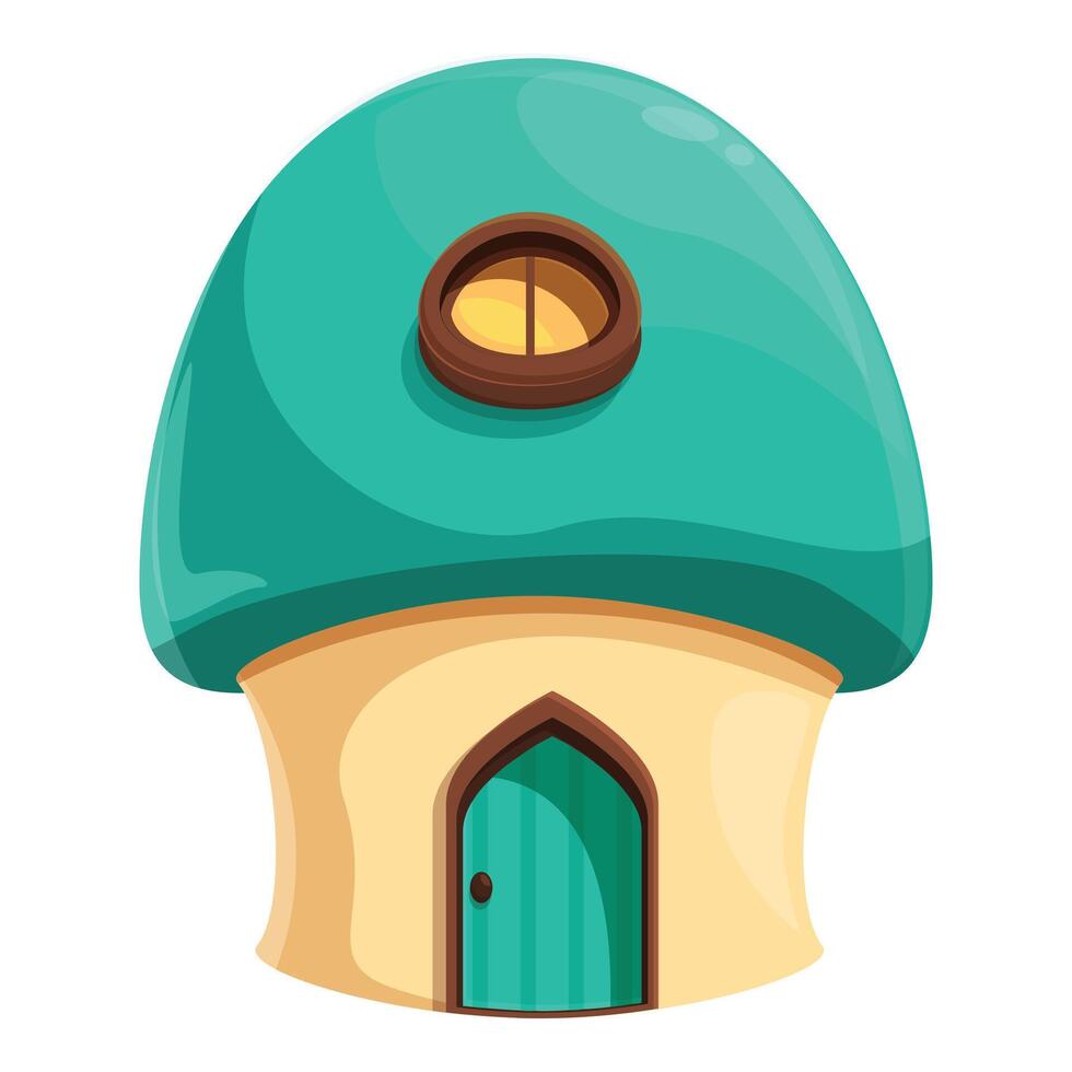 Cartoon mushroom house standing on white background vector