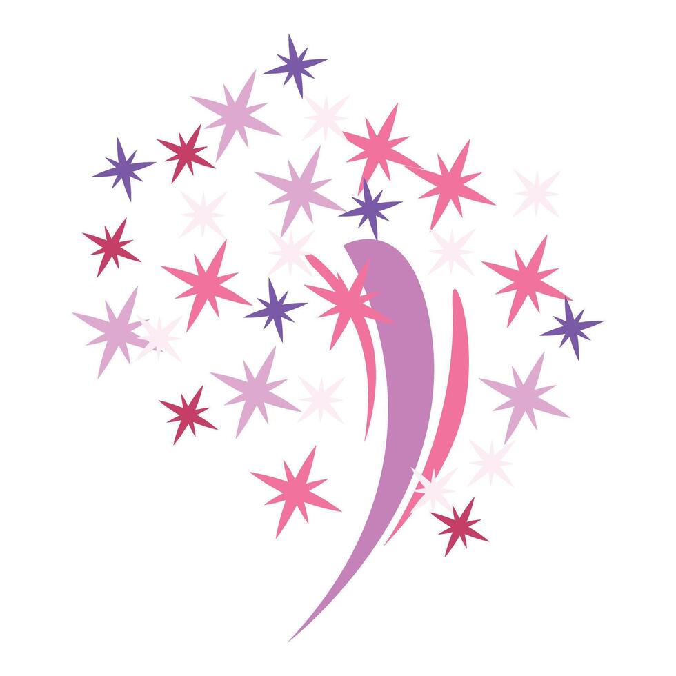 Pink and purple festive fireworks exploding in the sky vector